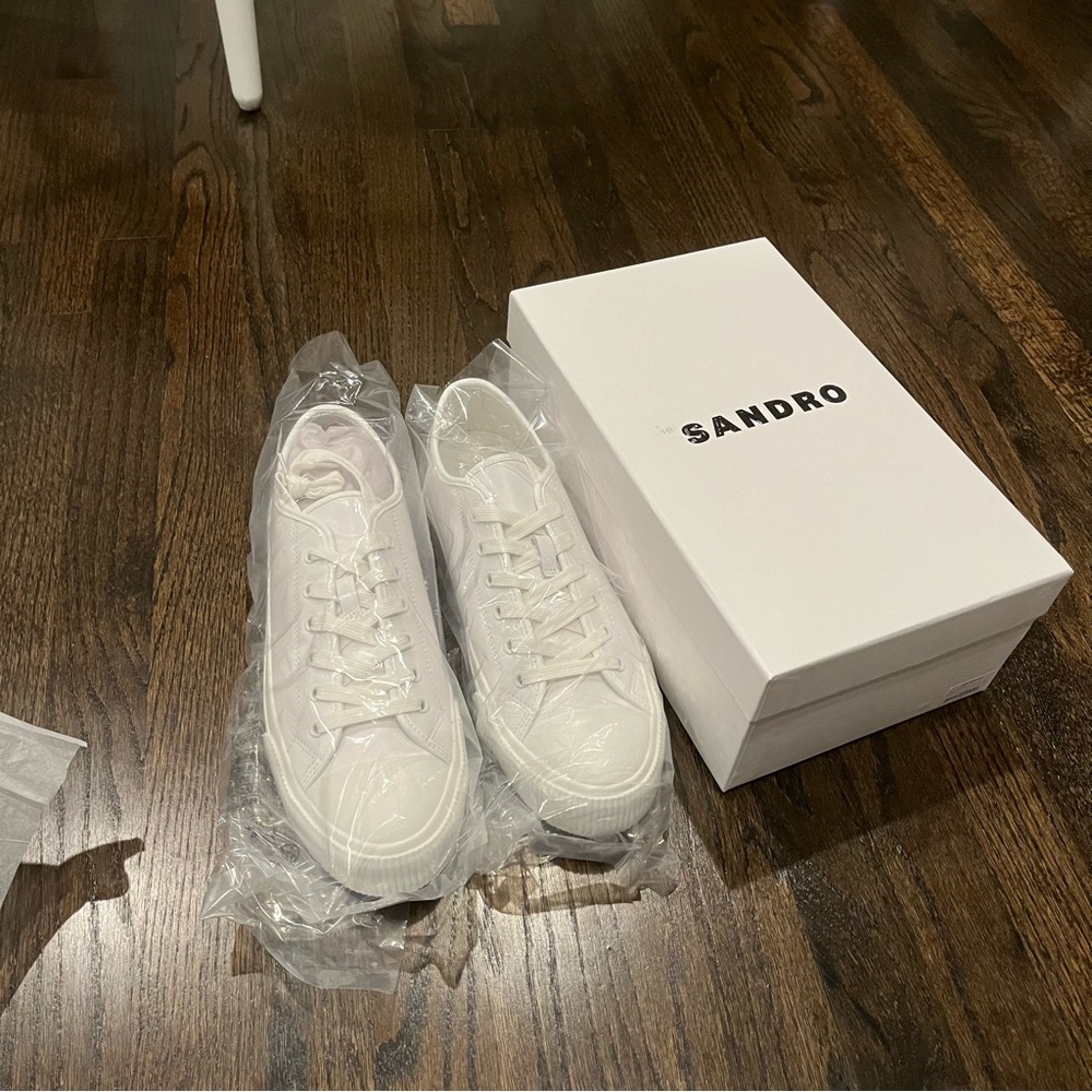 Sandro White Leather Sneakers - Picture 2 of 7